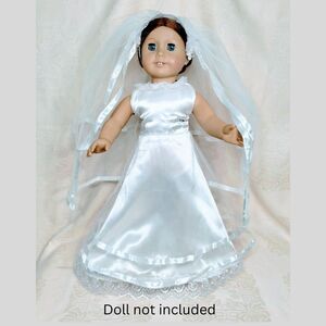 Wedding Dress Outfit + Veil Doll Clothes American Girl OG, Adora, ML 18 inch